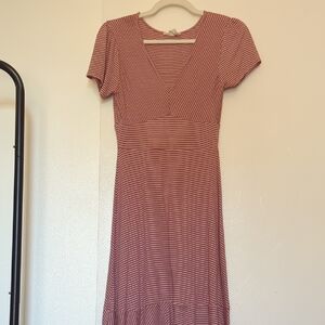 Striped V-Neck Dress in Red